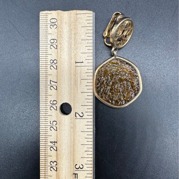 Vintage Clip On Earrings Sarah Coventry Honey Amber Dangle 1970s Retro Gold Tone - Picture 8 of 8